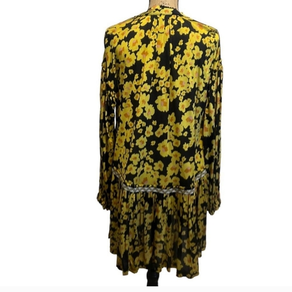 NWT Free People yellow black balloon sleeve love letter hi/low tunic dress - Picture 5 of 13